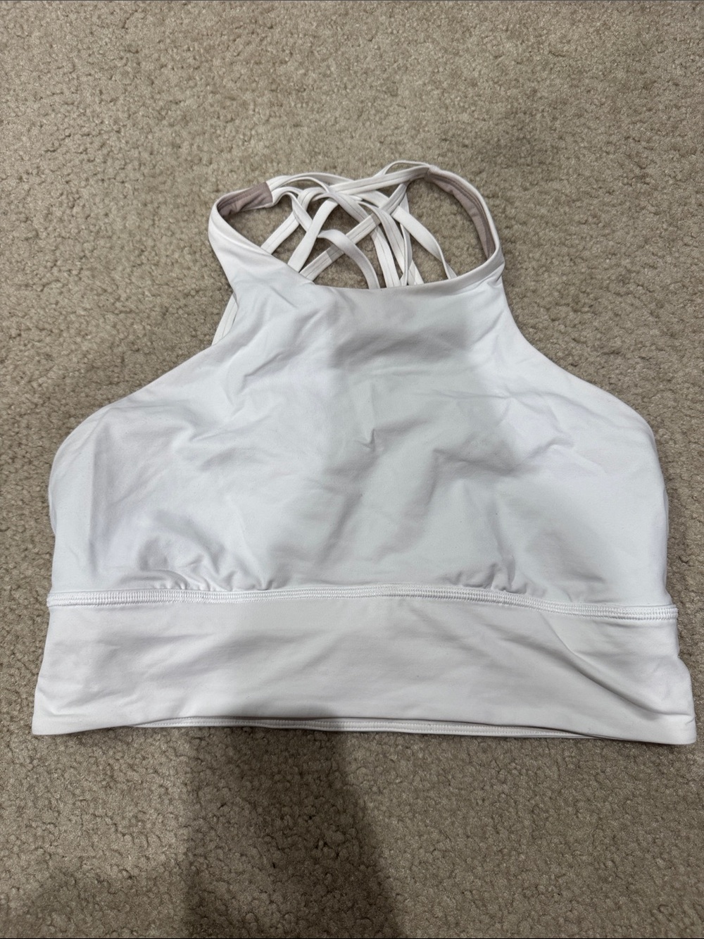 lululemon athletica White High-Neck Strappy Sports Bra